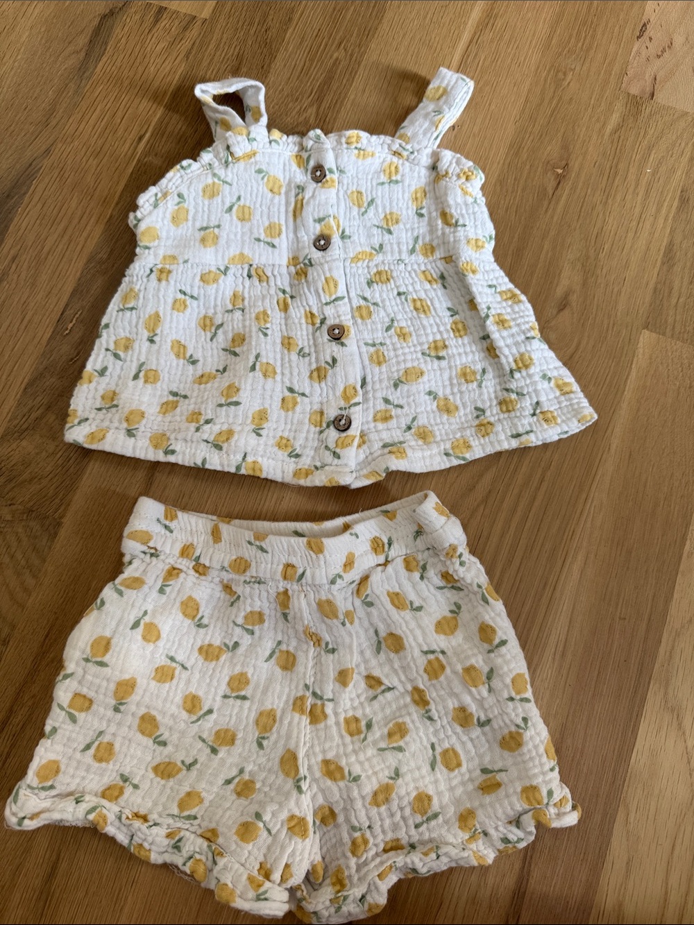 Girls' Lemon Print Tank & Shorts Set - Yellow